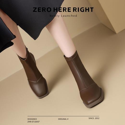 ZHR则则时尚百搭小短靴加绒后拉链瘦瘦靴洋气女靴马丁靴保暖靴子 商品图6