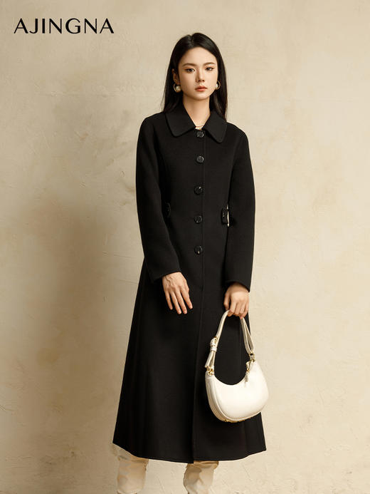 【商场同款】阿菁娜2024冬季新款经典赫本风收腰大衣A30D211020 商品图2