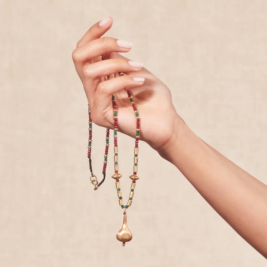 订购8周到｜Tityaravy-Lakshmi-宝壶 黝帘石 手工拉丝吊坠 项链［法国设计师］ 商品图0