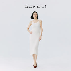 东黎 • 小山羊绒女士春秋黑色显瘦无袖吊带连衣裙 3121