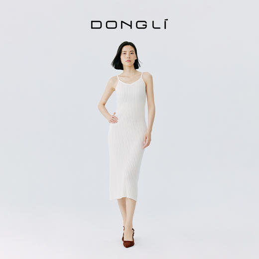 东黎 • 小山羊绒女士春秋黑色显瘦无袖吊带连衣裙 3121 商品图0