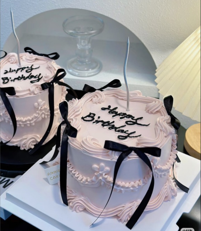 【优品系列】---【复古粉墨蝴蝶结】女神节、三八妇女节蛋糕