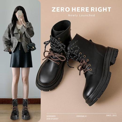 ZHR则则厚底增高马丁靴女2024秋季新款显瘦单靴百搭复古休闲短靴 商品图2