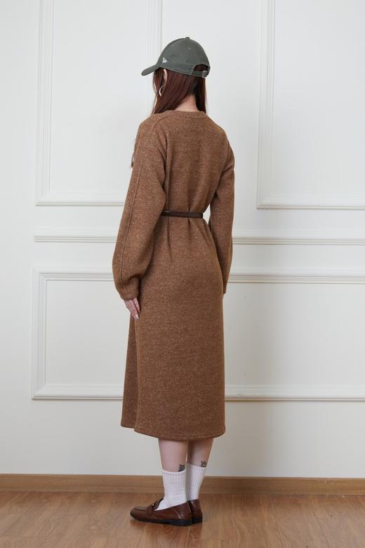 HAYES 咖色圆领长款加绒连衣裙 19784 商品图3