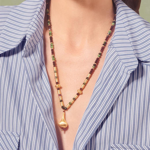 订购8周到｜Tityaravy-Lakshmi-宝壶 黝帘石 手工拉丝吊坠 项链［法国设计师］ 商品图1