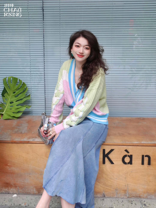 撞色拉链羊绒开衫 商品图2