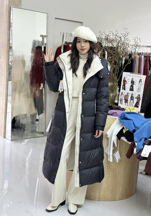 74YRDB155#拼皮连帽羽绒长款 商品图2