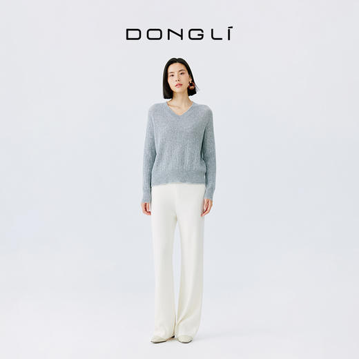 东黎 •  小山羊绒女士秋冬时尚宽松垂感保暖中腰直筒裤 21BBT28 商品图7