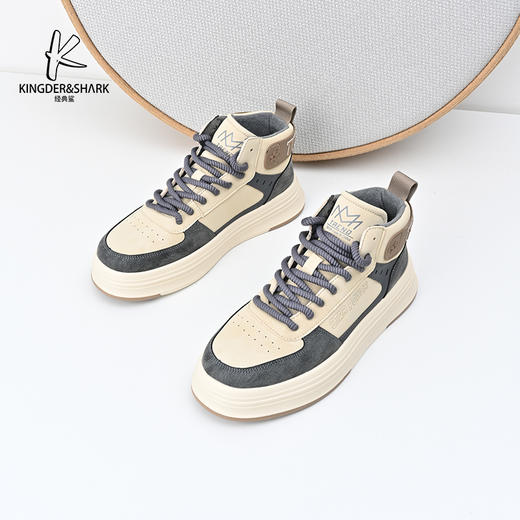 经典鲨2024年冬季新款时尚男士拼色加绒保暖高帮休闲鞋棉鞋KF03-D55091 商品图0