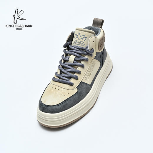 经典鲨2024年冬季新款时尚男士拼色加绒保暖高帮休闲鞋棉鞋KF03-D55091 商品图4