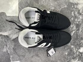 瑕疵ARMANI JEANS/AJ 阿玛尼 男logo绒面网面拼接低帮系带运动休闲鞋