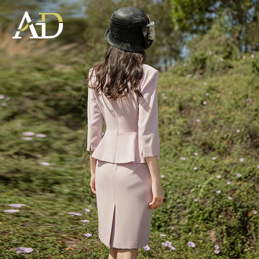 AD洋气紫色连衣裙女时尚职业装气质女神范西装套装高端前台工作服 商品图4