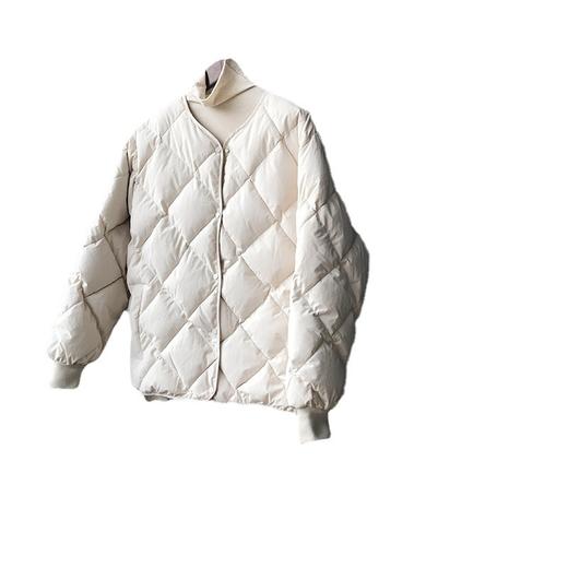 百媚生 菱形格棉服女短款小香风外套902 商品图4