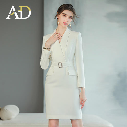 AD高级感白色连衣裙女职业套装裙主持人面试正装气质收腰西装裙子 商品图2