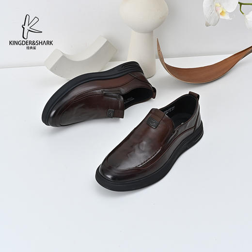经典鲨2024年秋季新款男士一脚蹬平底舒适正装商务皮鞋KW08-D33181 商品图1