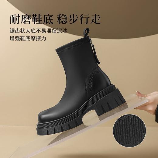 ZHR加绒女鞋复古2024秋冬新款厚底靴女通勤切尔西短靴 商品图2