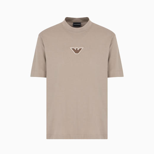 EMPORIO ARMANI 阿玛尼 男士 ASV 徽标压纹贴片轻质平纹针织圆领短袖T恤 土黄色 6D1TD7 1JOCZ 0152 商品图0