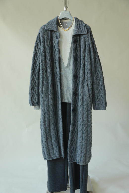 MAISON COVET 纯山羊绒重工绞花大衣外套 商品图7