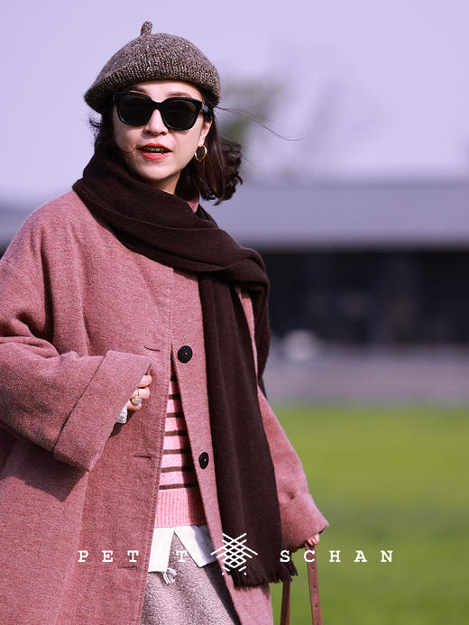 PETIT SCHAN小闪 CLO#657 Roundness 圆相 绵羊毛立领两穿休闲箱型中长款大衣 商品图3