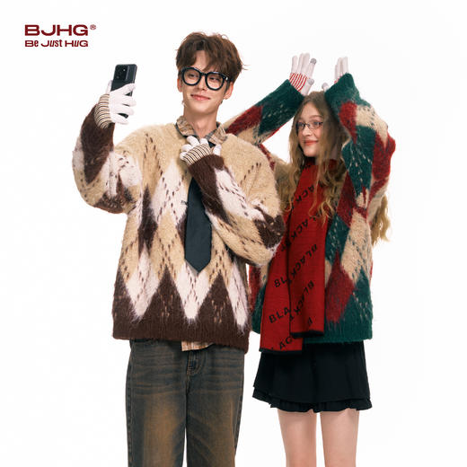 BJHG不计后果新款圣诞毛衣男款冬季潮牌宽松高级休闲慵懒风针织衫 商品图0