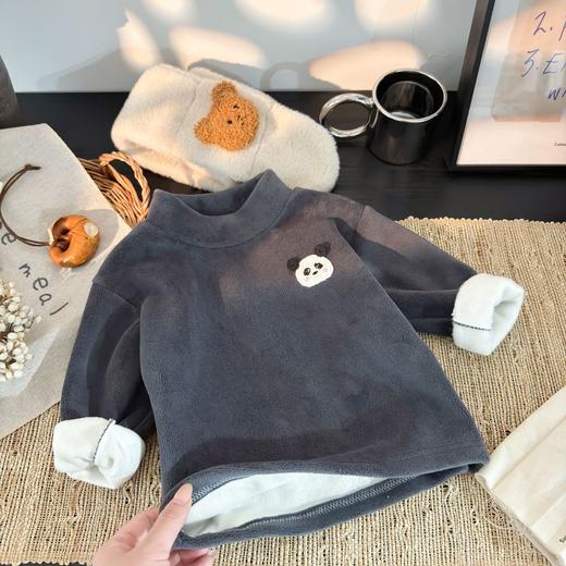 【福利39.9/件】儿童半高领打底衫秋冬男女童加绒加厚保暖抓绒衣长袖内搭上衣 商品图7