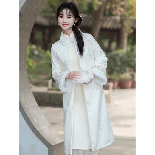 复古民国风麂皮绒加绒棉服外套配旗袍外搭LSB2484 商品图0