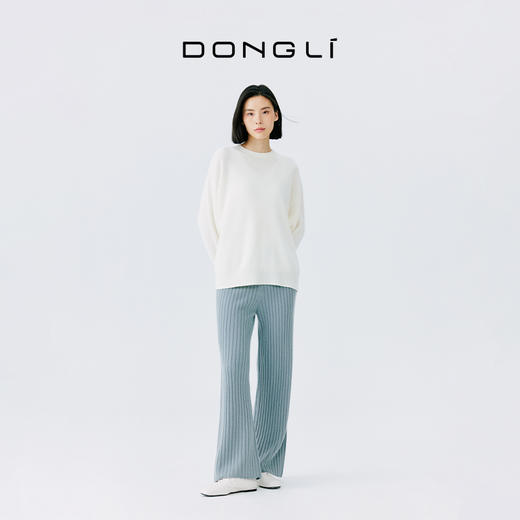 东黎 • 小山羊绒女士秋冬抽条高腰显瘦宽松羊绒裤  2078 商品图4