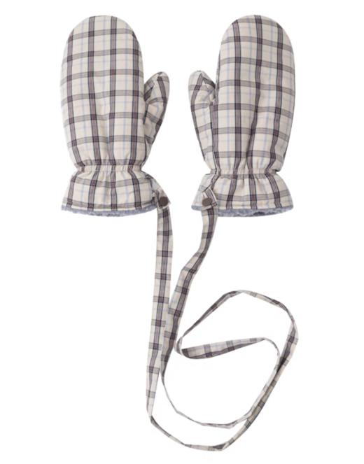 步履不停/4D78015C/格纹连指挂绳防寒保暖羊羔毛棉手套 商品图4