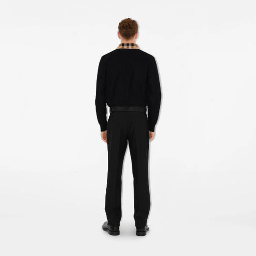 BURBERRY 巴宝莉 男士棉质珠地网眼布面料棉质长袖Polo衫 黑色 8098812 A1189 商品图3