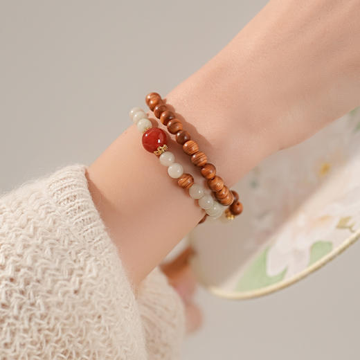 敦煌【一点红·崖柏天山翠双圈手串】中式国风手串配饰 敦煌福泽小众轻奢手串 商品图5