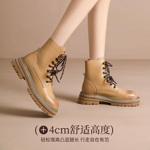 ZHR则则厚底增高马丁靴女2024秋季新款显瘦单靴百搭复古休闲短靴 商品图4