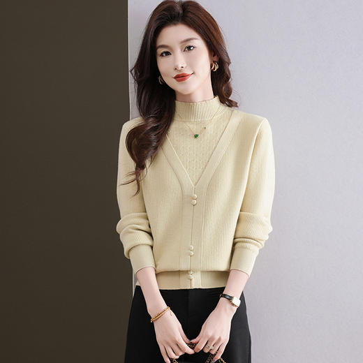 CC-11-9075秋冬季假两件新款女士毛衣一体加绒厚款小个子洋气打底衫 商品图1