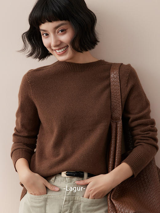 重磅推出！100%纯羊毛定纺织打底衫上衣套头毛衣纯色秋冬季女高级！ 商品图8
