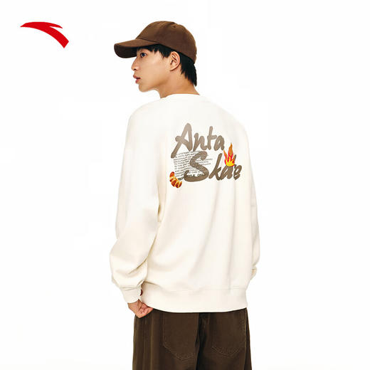 安踏美式复古卫衣男女同款冬季加绒圆领套头衫休闲上衣172448704N 商品图2