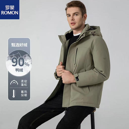 【防风防泼防寒 修身版型 90白鸭绒】罗蒙军事风石墨烯内里羽绒服外套 商品图0