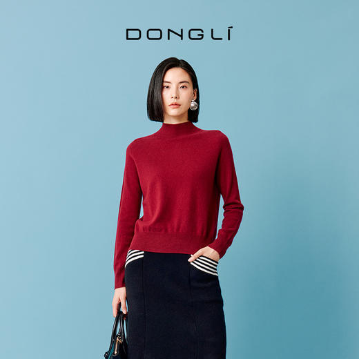东黎 • 山羊绒女士秋冬全成型半高领套头衫 2594 商品图0