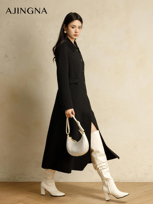 【商场同款】阿菁娜2024冬季新款经典赫本风收腰大衣A30D211020 商品图0