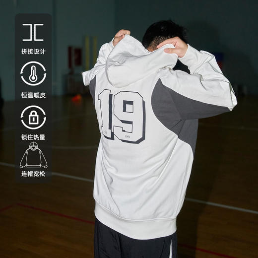 LUSHISILUSHISI斗志主题连帽卫衣450g重磅微抓绒毛圈保暖复古拼接插肩袖 商品图2