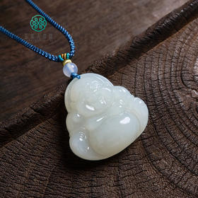 玉美人菲菲-和田玉羊脂佛公吊坠