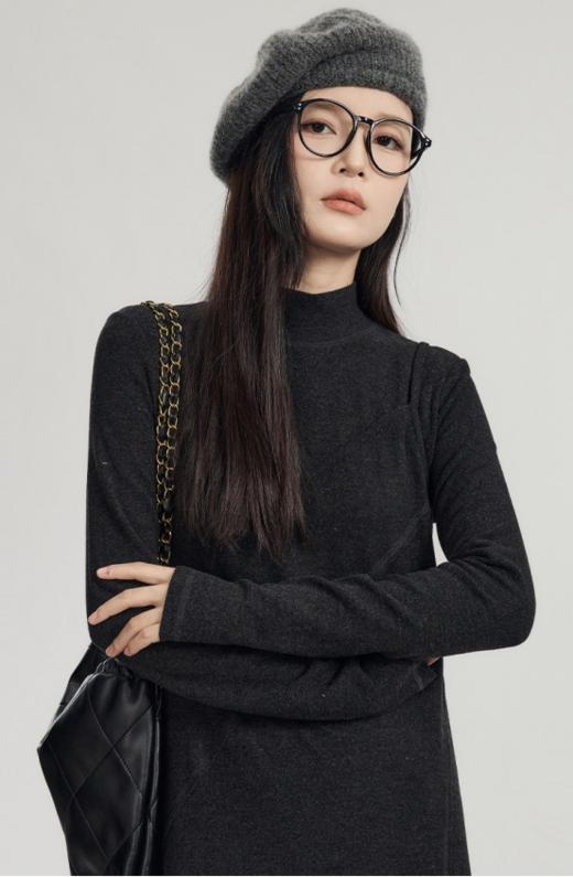 💯【全国包邮】🔺仟梓赫 磨绒假两件小灰裙：💕还得是极简❗️按头安利这条🌟磨绒假两件连衣裙❗️ ⚠️代工厂好不容易出来的一批，🌻搭配各种大衣/皮草外套都需要它  商品图3