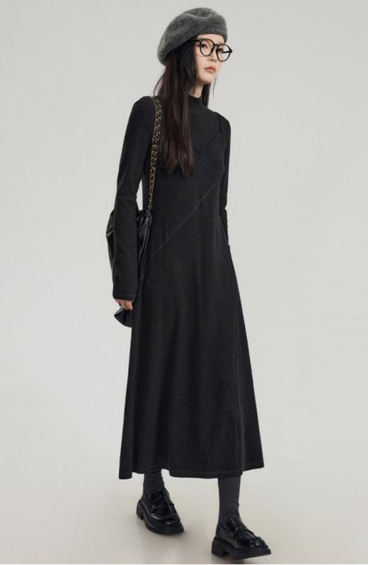 💯【全国包邮】🔺仟梓赫 磨绒假两件小灰裙：💕还得是极简❗️按头安利这条🌟磨绒假两件连衣裙❗️ ⚠️代工厂好不容易出来的一批，🌻搭配各种大衣/皮草外套都需要它  商品图5