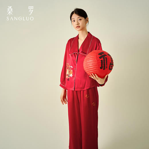 桑罗新年红睡衣套装新中式家居服好运送礼 商品图3