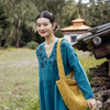 绽放旅行女装255朵/轻感100%全羊毛绣花V领落肩袖长袖廓形连衣裙 商品缩略图1