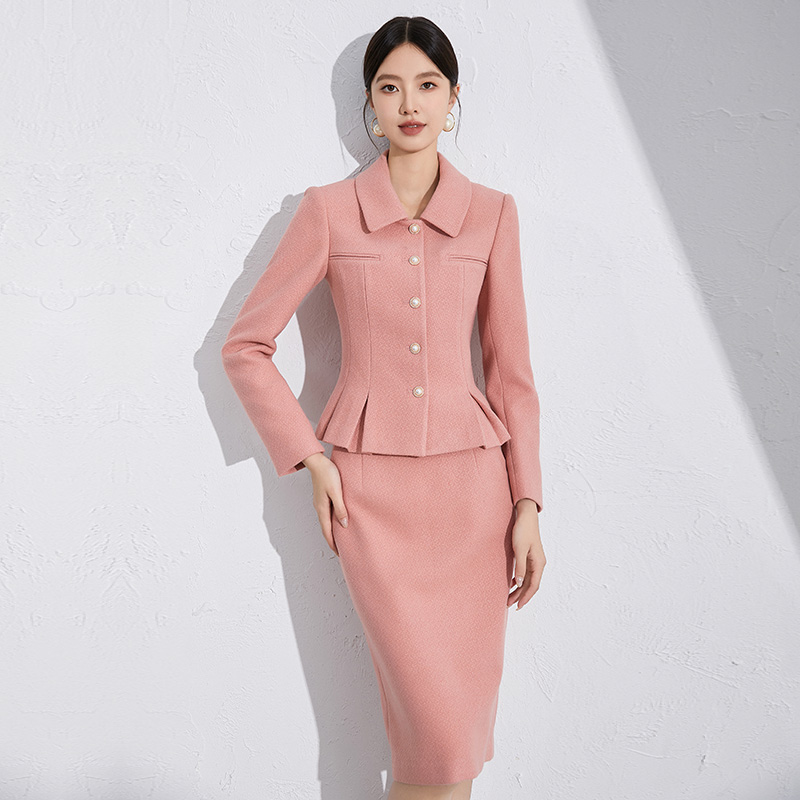 IWY/云间繁星气质玫瑰粉粗花呢法式小香风外套女秋冬短款正肩外套24CS599