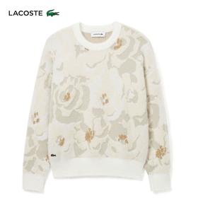 Lacoste法国鳄鱼女装新款时尚休闲舒适印花圆领毛衣AF2587-10