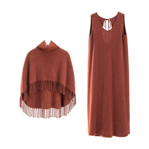 绽放749朵/【鹤绒系列】秋冬柔软绒感无袖系带镂空文艺长款连衣裙 商品图3