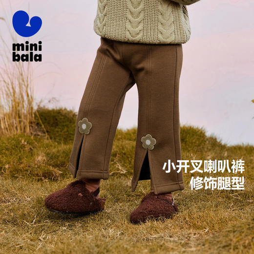 迷你巴拉女童冬新品弹力加绒裤子长裤可爱宝宝喇叭裤 商品图1