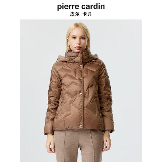 皮尔卡丹女装羽绒服冬季白鸭绒短款通勤保暖外套P3493Y3405M0
 商品图0