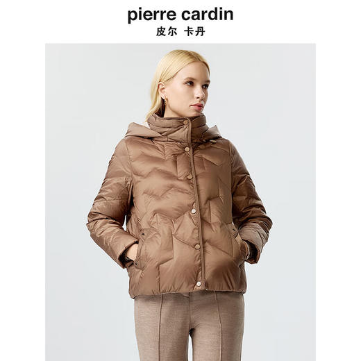 皮尔卡丹女装羽绒服冬季白鸭绒短款通勤保暖外套P3493Y3405M0
 商品图1