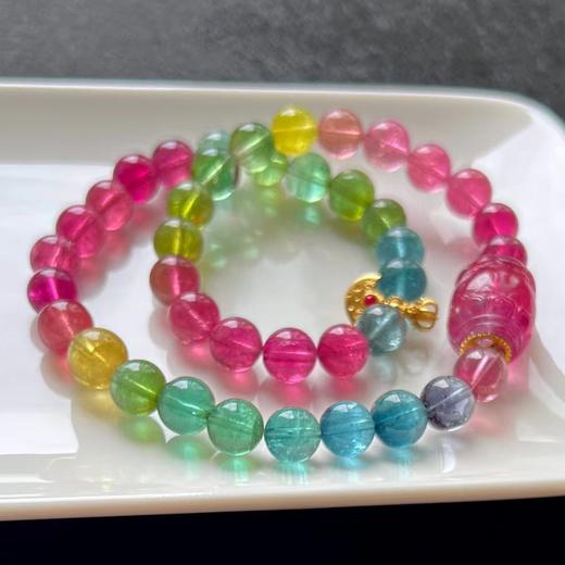 8mm-9mm多圈西瓜鼓弹碧玺手串 商品图3